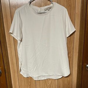 LOFT White Cuffed Sleeve Blouse Relaxed Fit